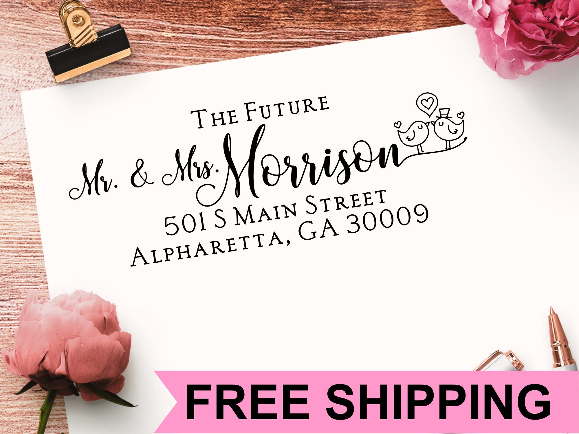 Personalized Address Stamp 128 Return Address Stamp Custom Address Stamp Self-Inking Address Stamp Wedding Stamp Stamp Style No