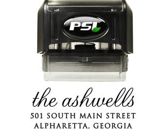 Elegant Script Custom Return Address Stamp - Self Inking Stamper or Labels, Stickers