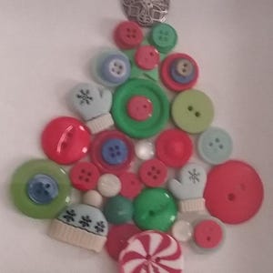 Christmas Tree Button Art Shadowbox