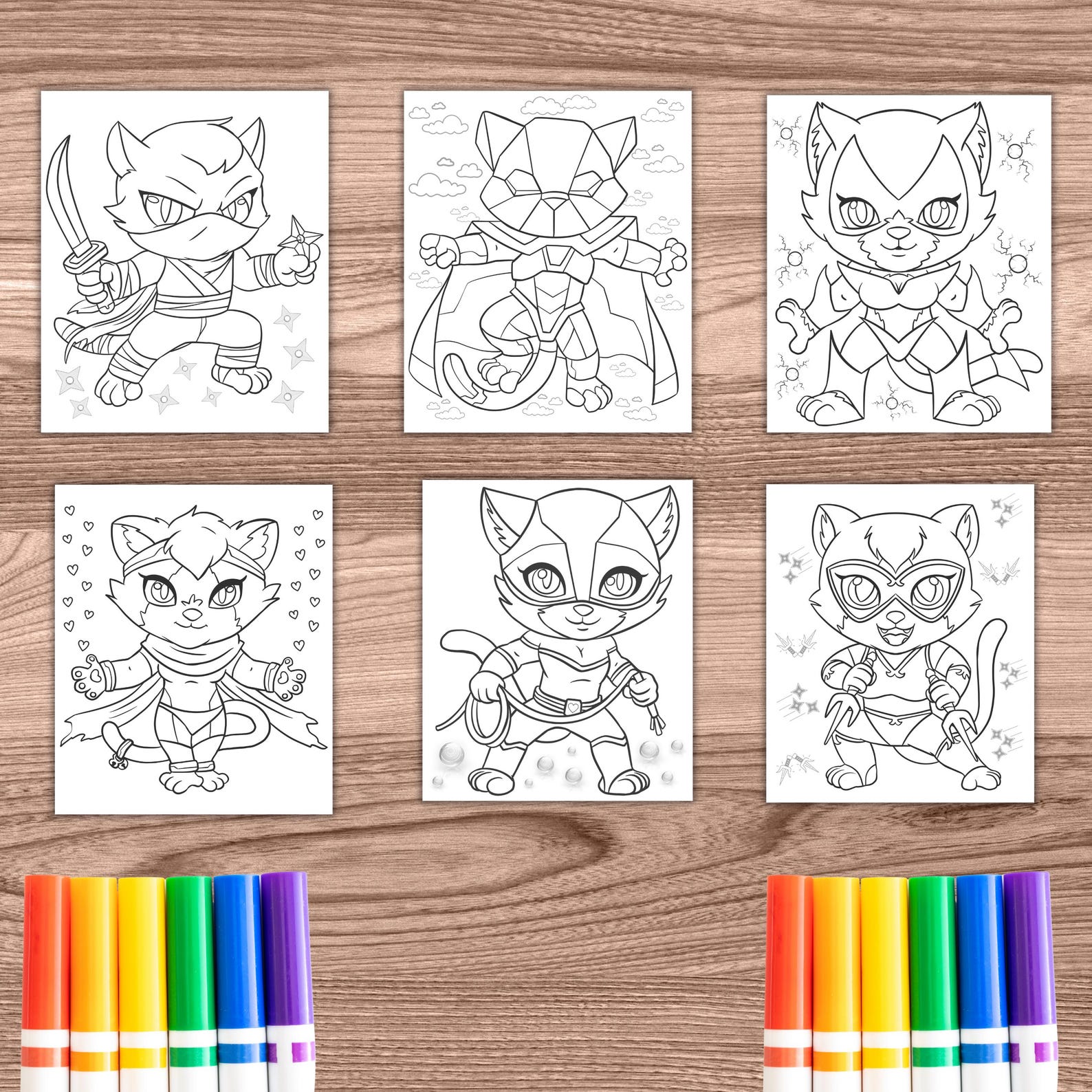 Superhero Cats Coloring Pages, 17 Printable Coloring Pages, Designed to ...