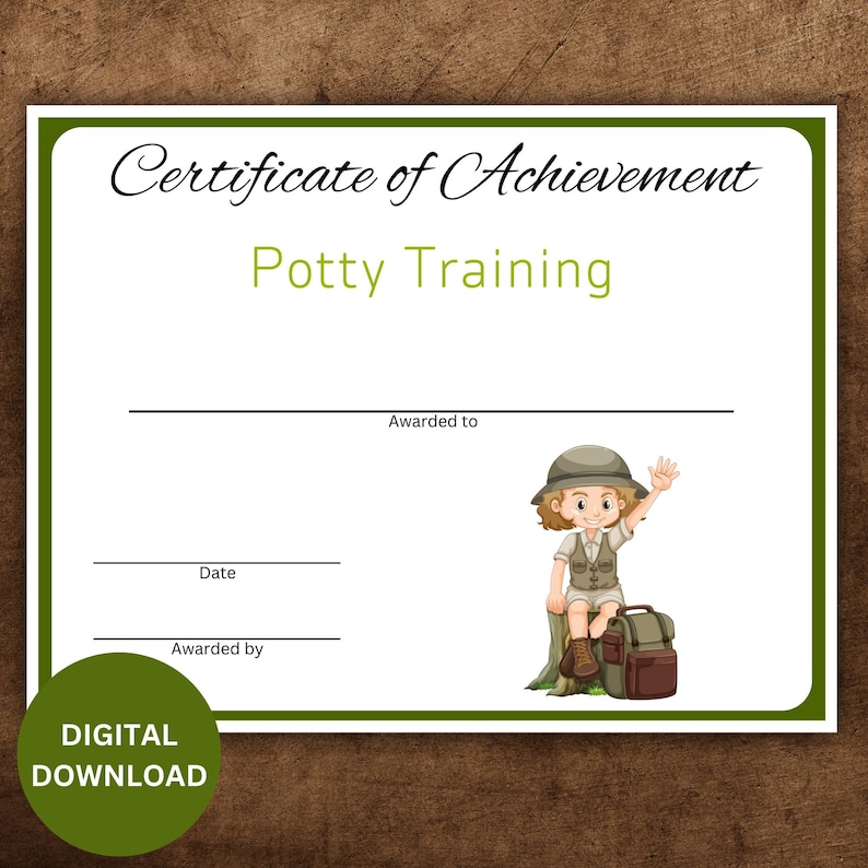 Safari Themed Potty Training Chart W/certificate and Characters, Jungle ...