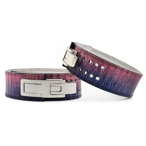 Aurora Lever Belt for Powerlifting, 10mm/13mm Weightlifting Belt with Double-Pronged Zinc Lever, Premium Cowhide Leather Fitness Gear