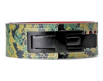 Camo Lever Belt: Leather Weightlifting Belt for Powerlifting