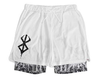 Berserk Gym Shorts: Anime Workout Apparel, Double-Layer Athletic Shorts