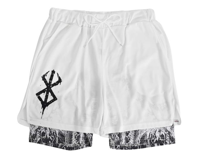 Short de sport Berserk, Équipement d'entraînement esthétique anime, Shorts de sport double épaisseur | Couvre-pompe de sport unisexe pour hommes et femmes, vêtements de sport manga