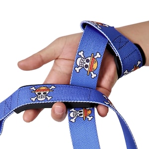 Anime Lifting Straps, Deadlift Straps with Pirate Design, Anime Powerlifting Gear, Wrist Support for Weightlifting, Heavy Duty Fitness
