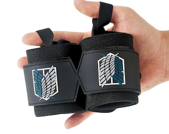Anime Wrist Wraps: Heavy-Duty Lifting Straps with Scout Regiment Emblem