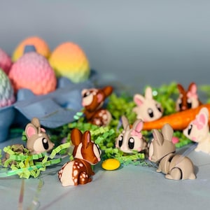 Articulated Easter Bunnies With Easter Egg - 6 Pack