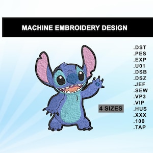 Lilo and Stitch Embroidery Design | Stitch Machine Embroidery Files | Cute Cartoon Embroidery | 4 Sizes | DST PES JEF VP3 | Instant Download