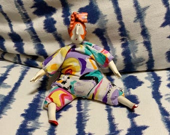 Vintage Poupee Millet Doll Bean Bag Figure One Of A Kind Art Signed Pablo 1987