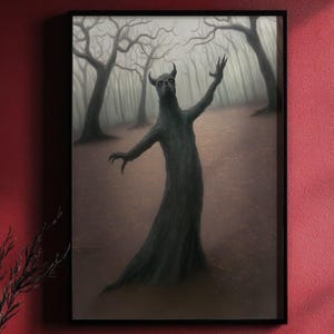 Forest Demon Tree Art Print, Gothic Folklore Creature Poster, Spooky Woodland Wall Decor, Dark Fantasy Gift For Horror Lovers,Goblincore,168