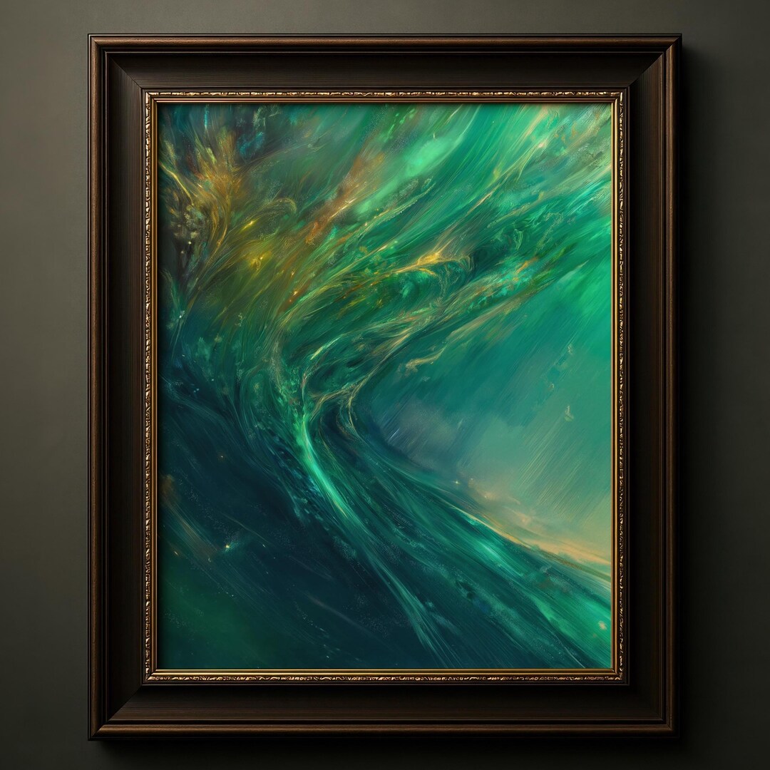 Deep Green Abstract Ocean Wave , Surreal Sea Print Turquoise Water Wall ...