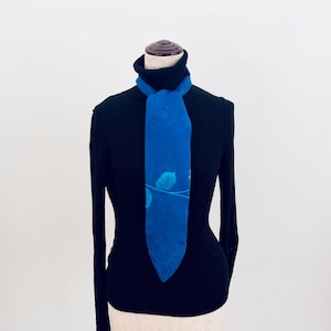 Vintage Japanese Silk Scarf, Blue Kimono Silk Scarf, Handmade in Japan, One of a Kind Silk Neck Scarf