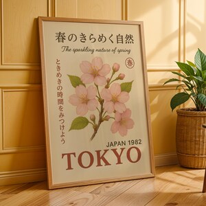 Tokyo Sakura Poster, Kirschblüten-Wandbild, Japanische botanische Wandkunst, Jugendstil-Druck, Vintage-Japan-Dekor Bild 2