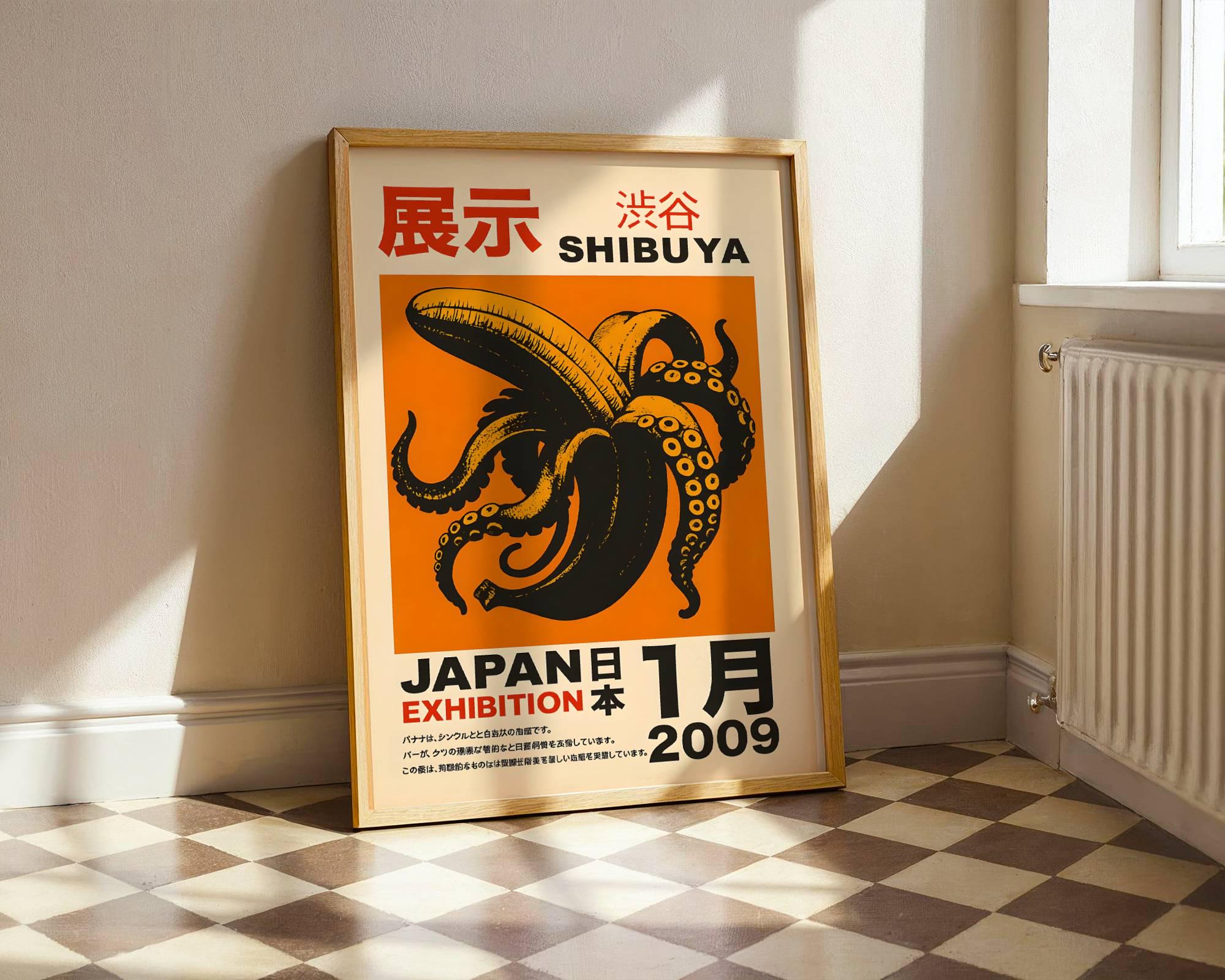 Japanese Wall Art, Tokyo Wall Art, Shibuya Banana Print, Japanese
