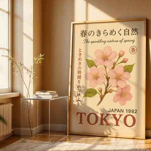 Tokyo Sakura Poster, Kirschblüten-Wandbild, Japanische botanische Wandkunst, Jugendstil-Druck, Vintage-Japan-Dekor Bild 4
