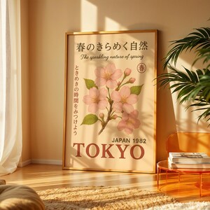 Tokyo Sakura Poster, Kirschblüten-Wandbild, Japanische botanische Wandkunst, Jugendstil-Druck, Vintage-Japan-Dekor Bild 5