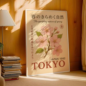 Tokyo Sakura Poster, Kirschblüten-Wandbild, Japanische botanische Wandkunst, Jugendstil-Druck, Vintage-Japan-Dekor Bild 3