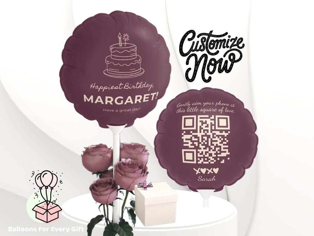 Custom Birthday Balloon W/ QR Code, Personalized Message Balloon Gift ...