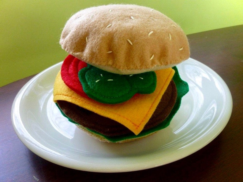 Burger and Fries Felt Play Food Etsy