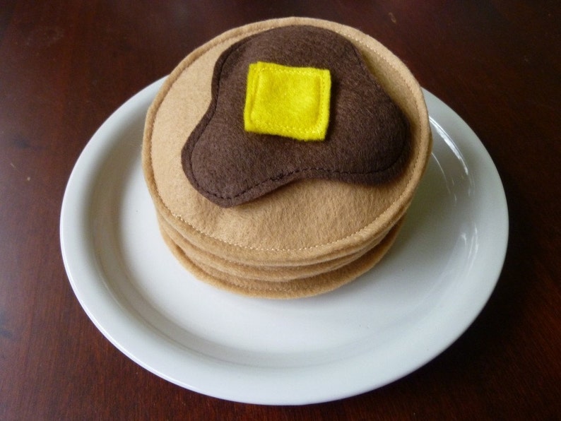 Deluxe Breakfast Felt Play Food 3 pancakes