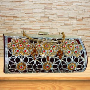 elegant rhinestone bridal clutch | handmade wedding evening purse | fashion party handbag for women & girls | luxury gift for her