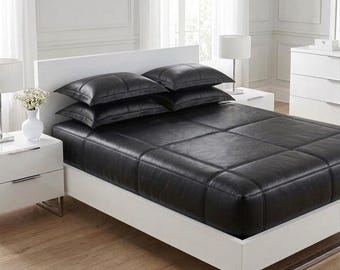Luxury Bed Sheet Leather Set - Soft Nappa Duvet Cover & Pillowcases