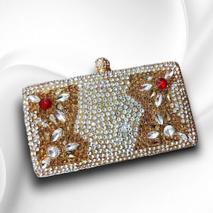 Gemstone Bridal Clutch—Rhinestone Clutch Bag for Women, Wedding and Party Purse—Custom Gift for Bride to Be & Special Occasions