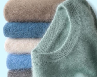 Suéter de punto de cachemira y lana para hombre, jersey de cuello redondo, jersey de estilo urbano