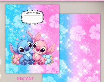 Lilo and Stitch Composition Notebook Cover,Composition Book Cover,Canva Composition Notebook cover,Back to School Printable,Instant Download