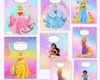 Princess Composition Notebook Cover,Composition Book Cover,Canva Composition Notebook cover,Back to School Printable,Instant Download
