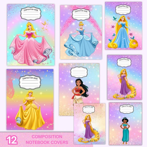 Princess Composition Notebook Cover: Back to School Printable (Canva Editable, PDF Download)