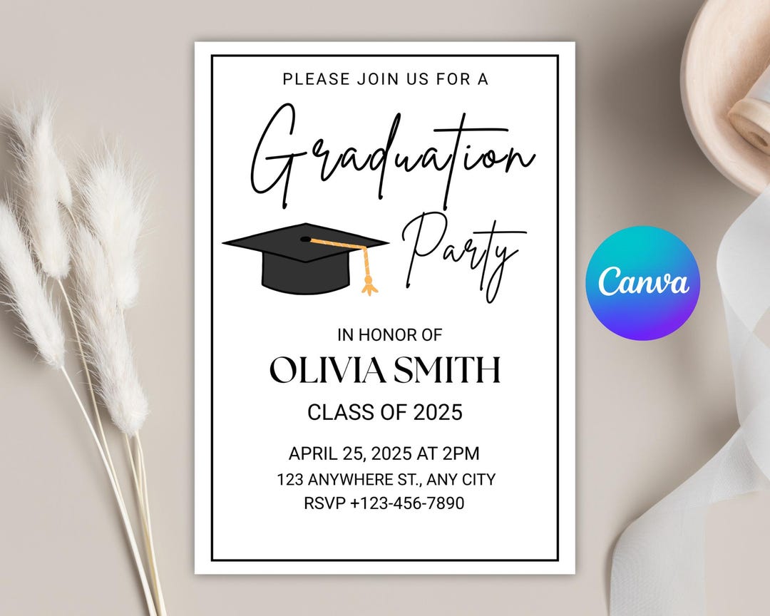 Graduation Party Invitation Template: Class of 2025, Canva Invite ...