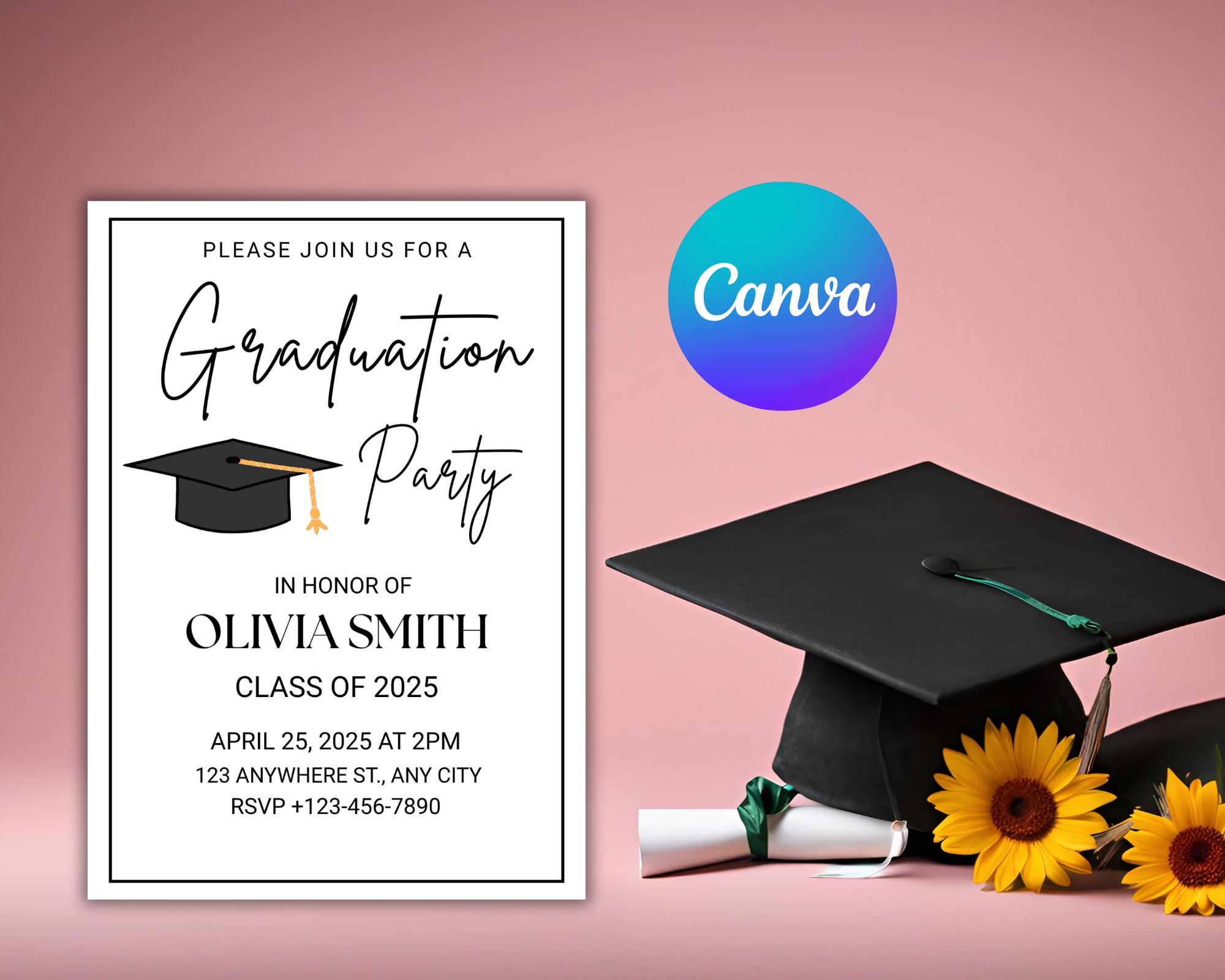 Graduation Party Invitation Template: Class of 2025, Canva Invite ...