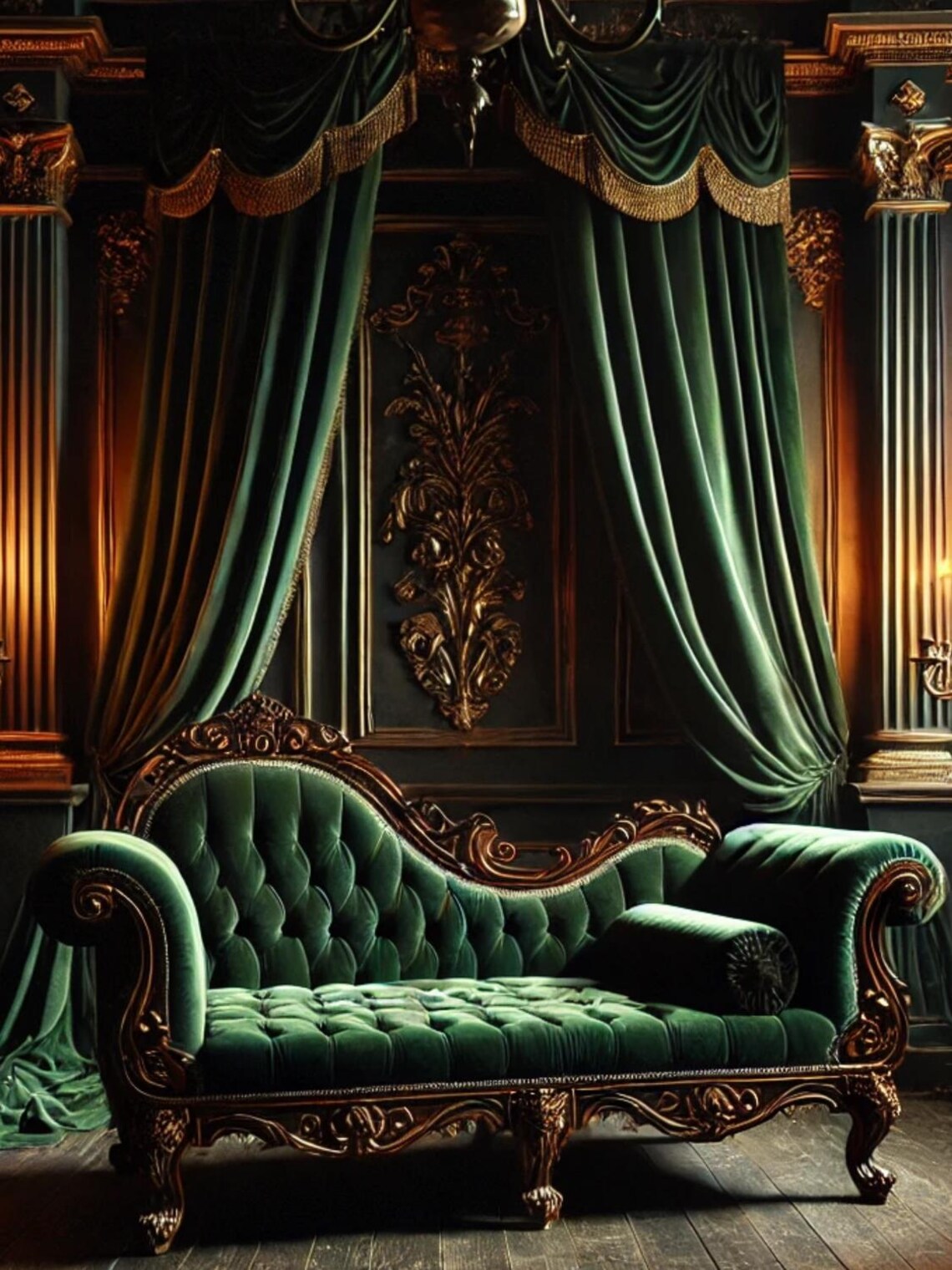 Emerald Green Velvet Chaise Lounge | Luxurious Baroque Tufted Settee ...