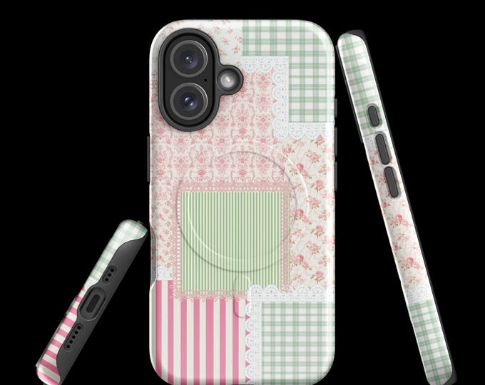 Featured listing image: LACY QUILT Pink & Mint MagSafe® Tough Case for iPhone®