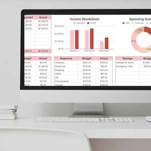Digitale budgetplanner, budgettracker, budgetsjabloon, budgetblad, budget excel