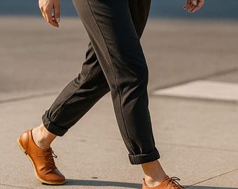 Handmade Brown Leather Barefoot Sneakers: Copper Rivet Grounding Minimalist Shoes