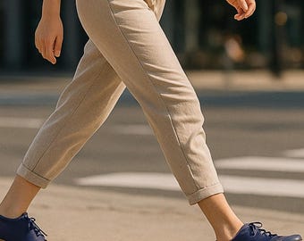 Handmade Dark Blue Leather Barefoot Sneakers: Copper Rivet Grounding Minimalist Shoes