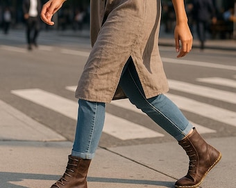 Handmade Dark Brown Leather Barefoot Boots: Wide Toe, Zero Drop