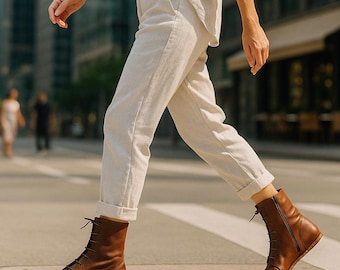 Handmade Brown Leather Barefoot Boots: Wide Toe, Zero Drop