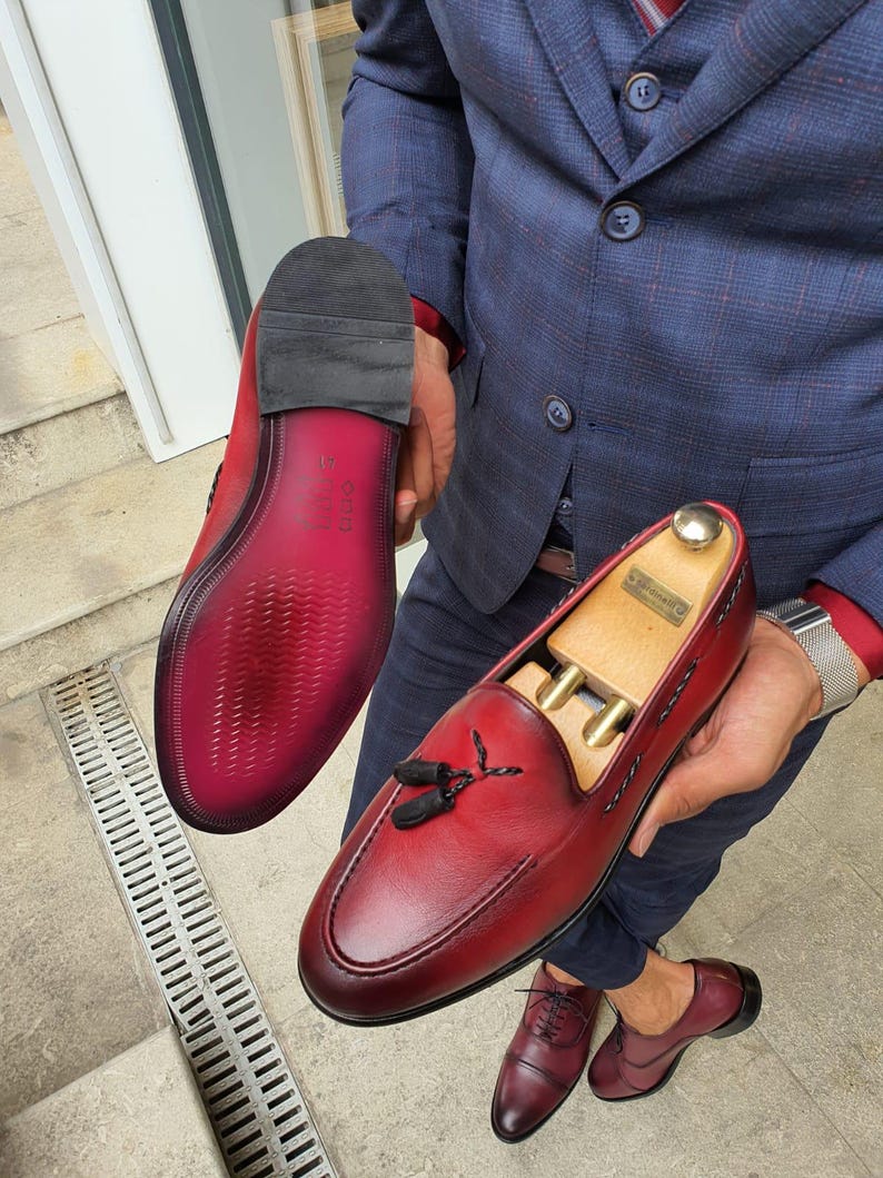 Men's Red Tassel Loafers
