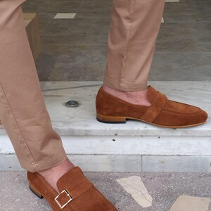 Brown Suede Buckle Shoes