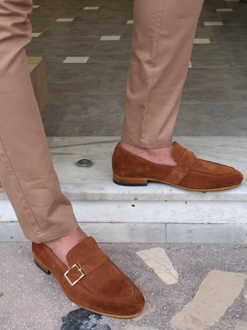 Brown Suede Buckle Shoes
