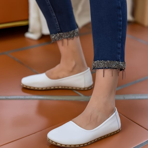 Fashion Best Leather Ballet Flats Barefoot Best Ballet Feet White