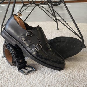 Black Double Monk Strap Dress Shoes