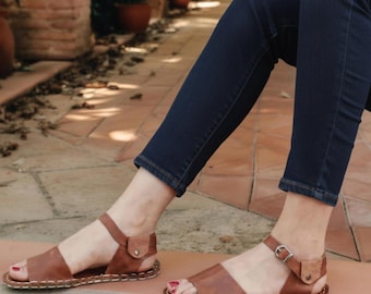Handmade Leather Barefoot Sandals: Brown Opened Toe, Wide-Toe Womens Sandals
