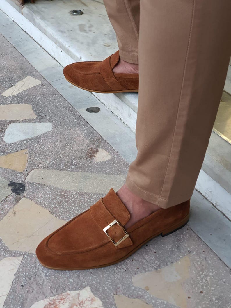 Brown Suede Buckle Shoes