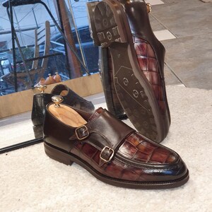 Brown Double Monk Strap Shoes