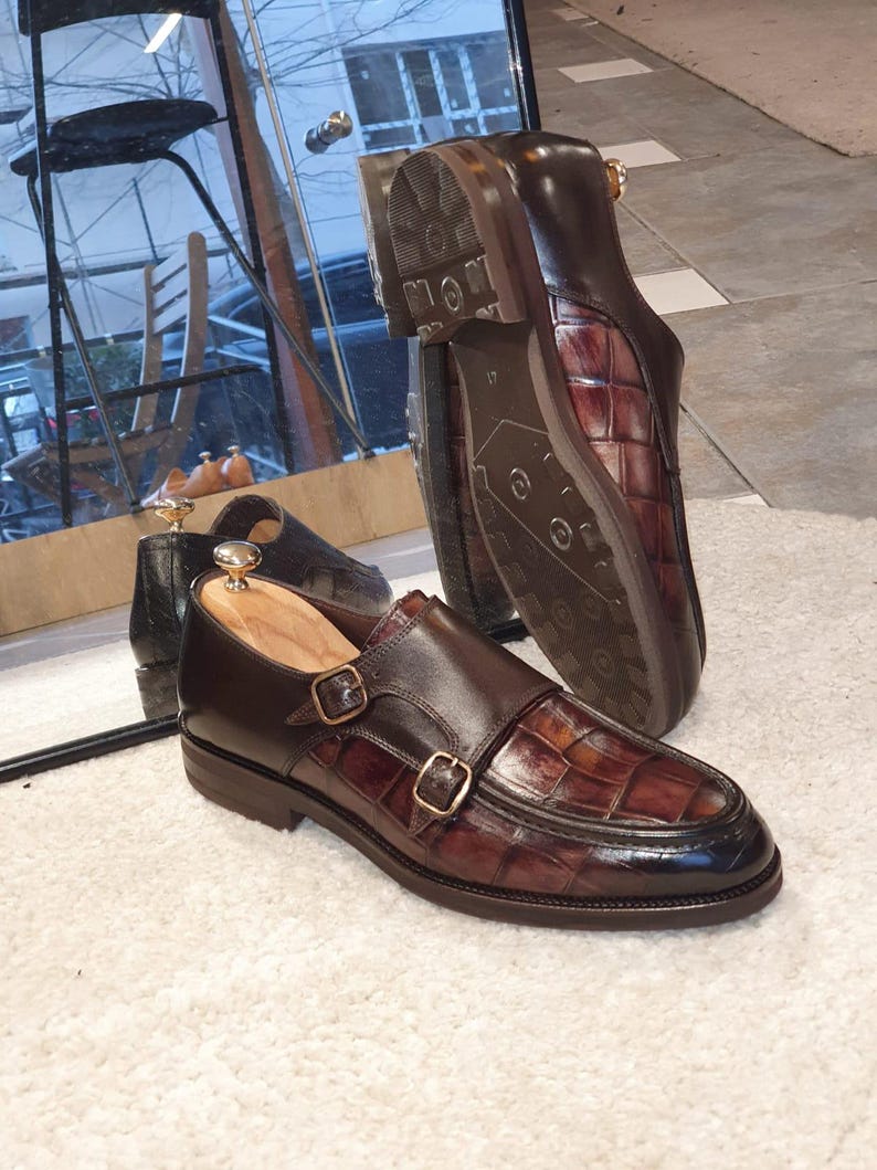 Brown Double Monk Strap Shoes